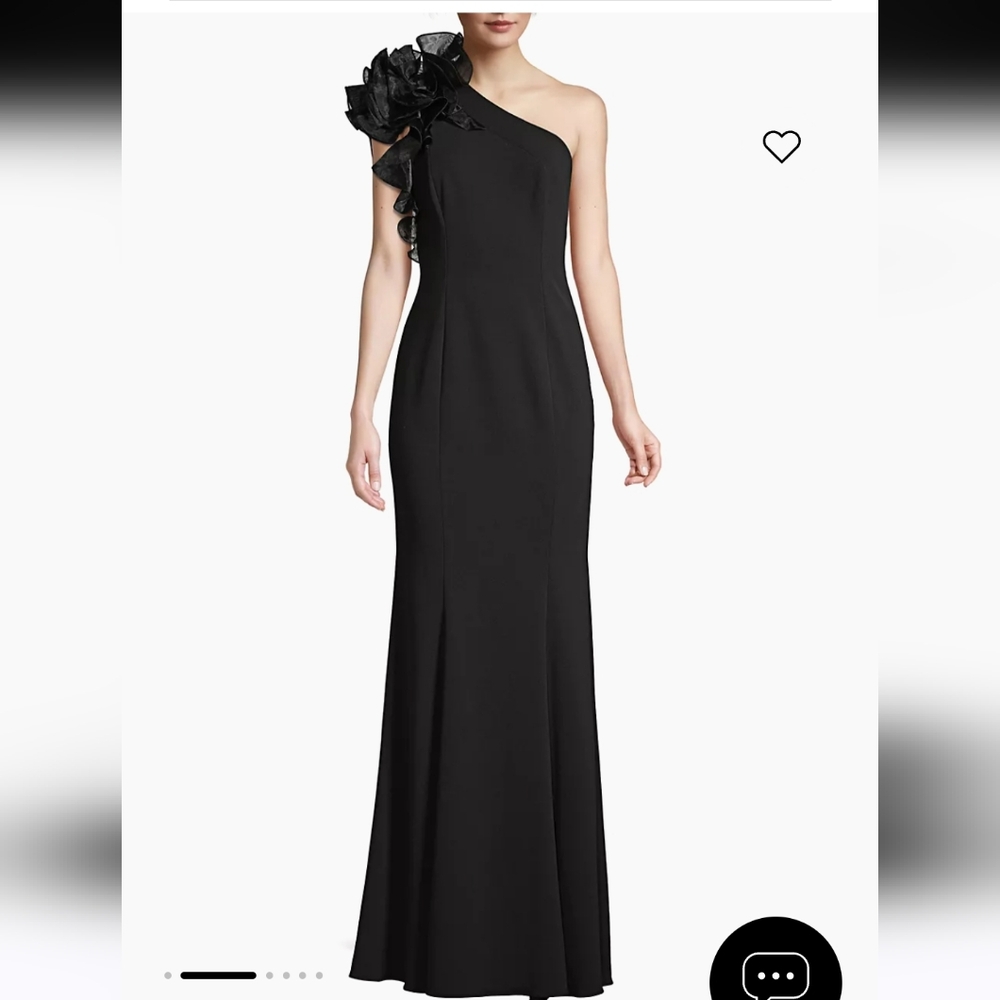 Aidan mattox by Adrianna papell organza ruffle one shoulder gown - Picture 5 of 11